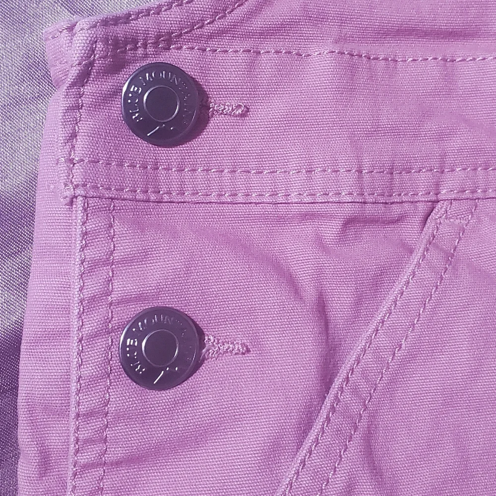 BLUE MOUNTAIN Women's Canvas Bib Shortall Overall Shorts Color Pink Solid - Picture 6 of 8